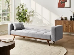 Sofa rozkładana tapicerowana szara