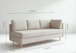 Sofa Rozkładana Trzyosobowa z Pojemnikiem PRATO Zielona z Funkcją Spania