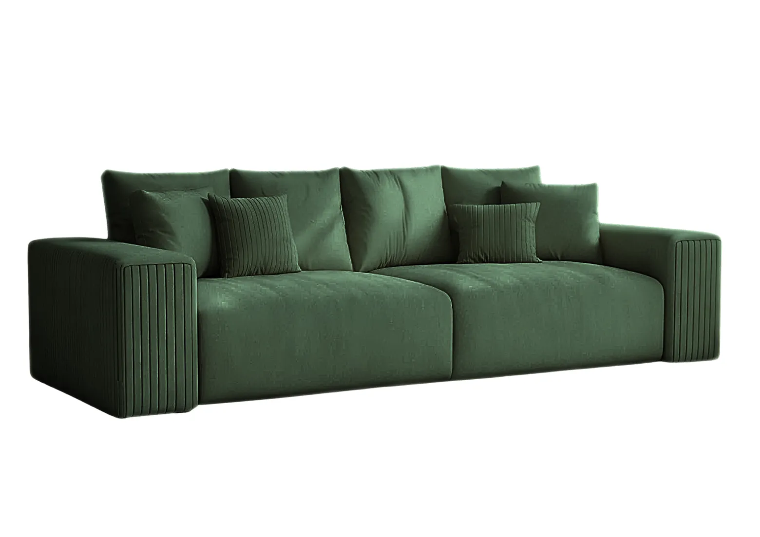 Sofa Rozkładana Trzyosobowa z Pojemnikiem PAS Zielona z Funkcją Spania