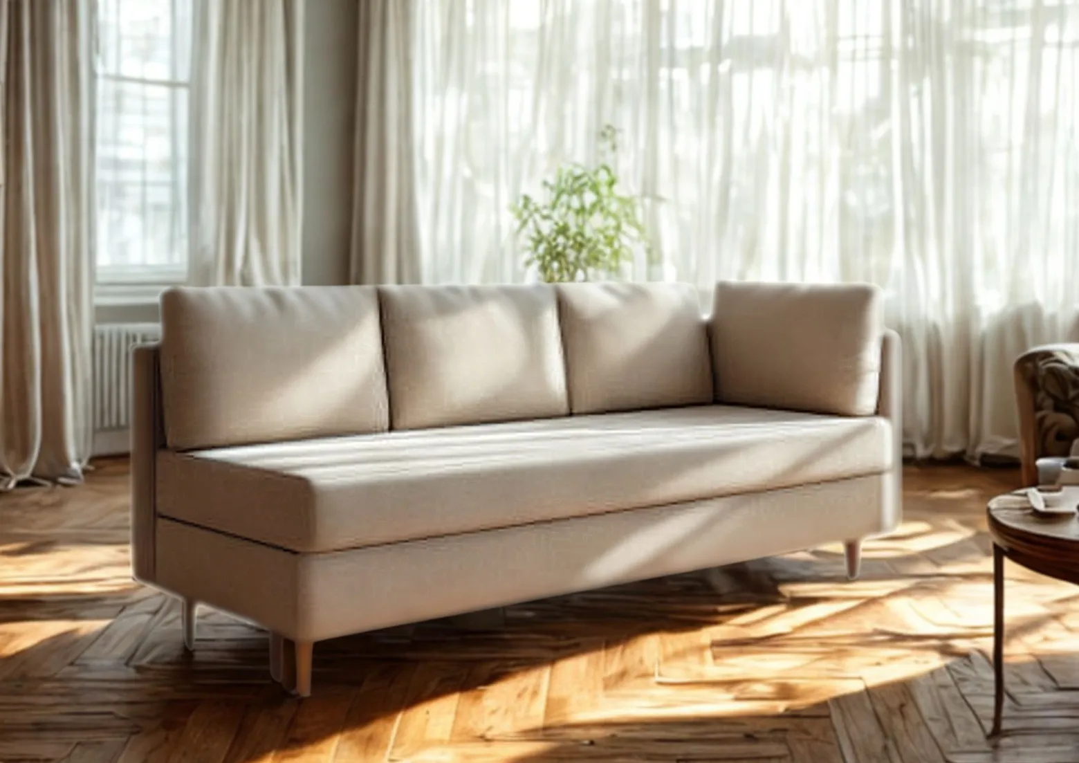 Sofa Rozkładana Trzyosobowa z Pojemnikiem PRATO Granatowa z Funkcją Spania