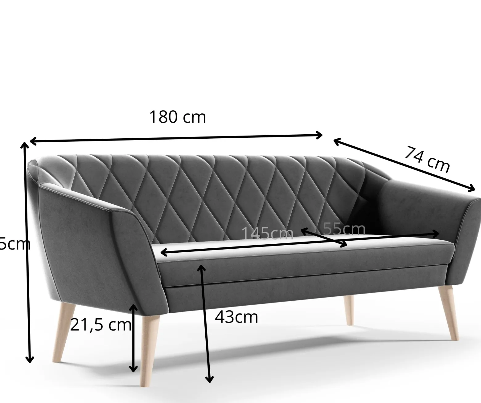 Sofa Skandynawska 3 osobowa GLORIA styl skand riviera 91