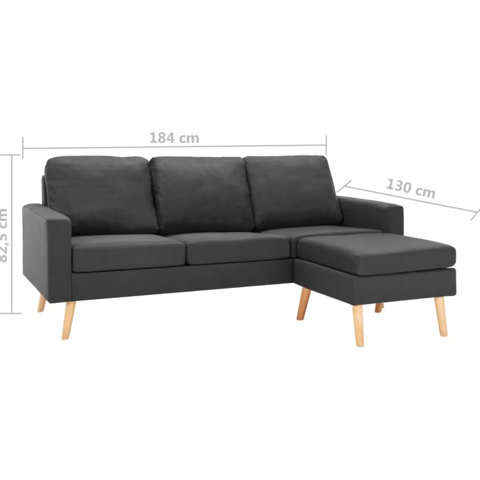 Sofa Szary Tkanina vidaXL