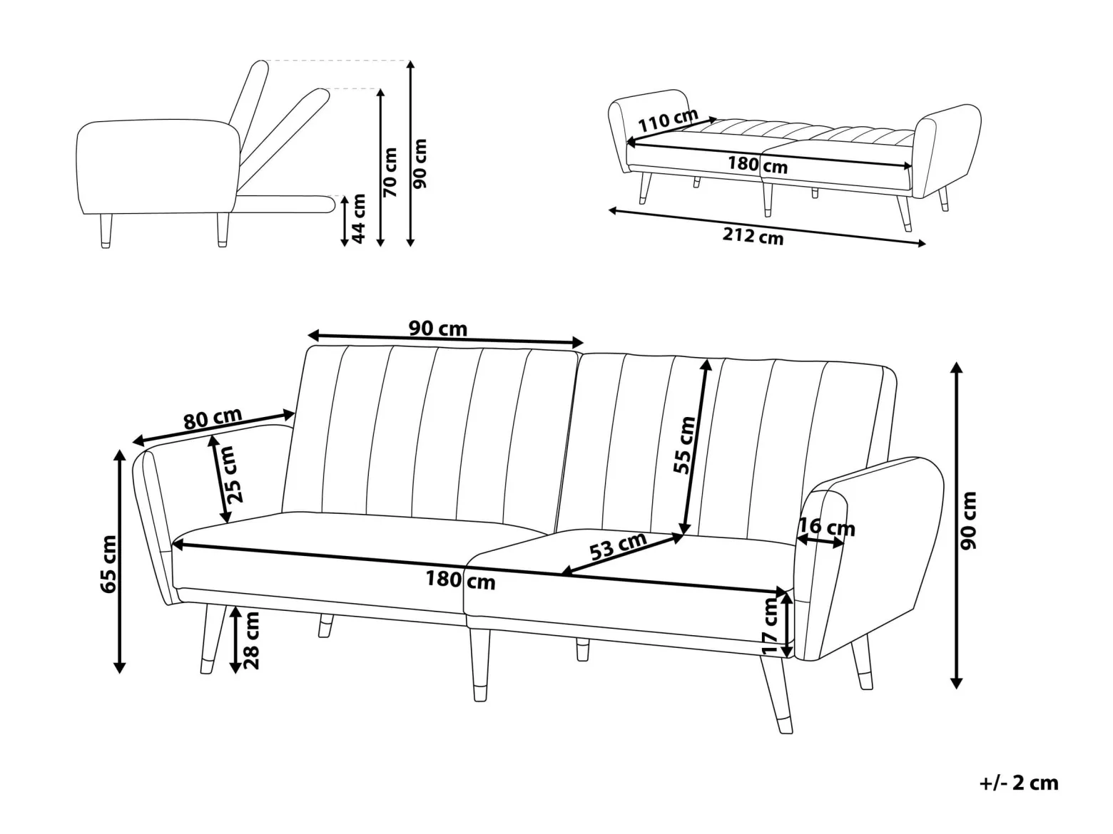 Sofa tapczan rozkładana jasnobeżowa tapicerowana
