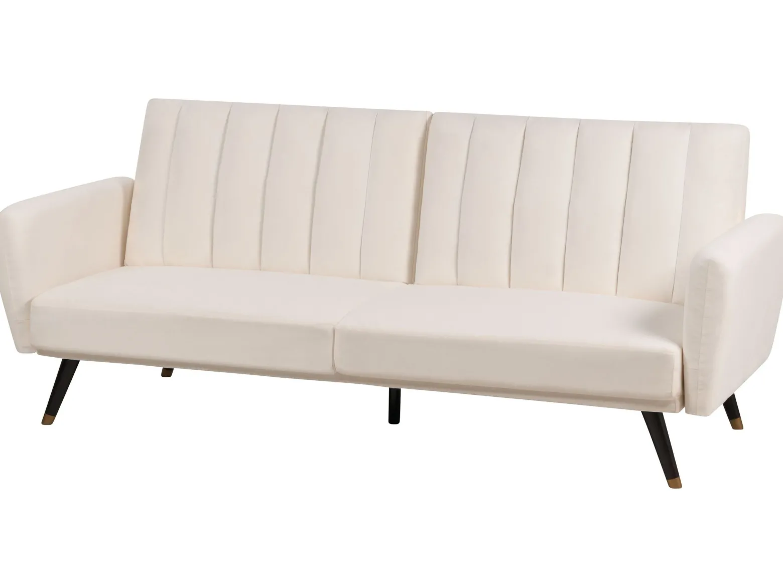 Sofa tapczan rozkładana jasnobeżowa tapicerowana