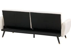 Sofa tapczan rozkładana jasnobeżowa tapicerowana