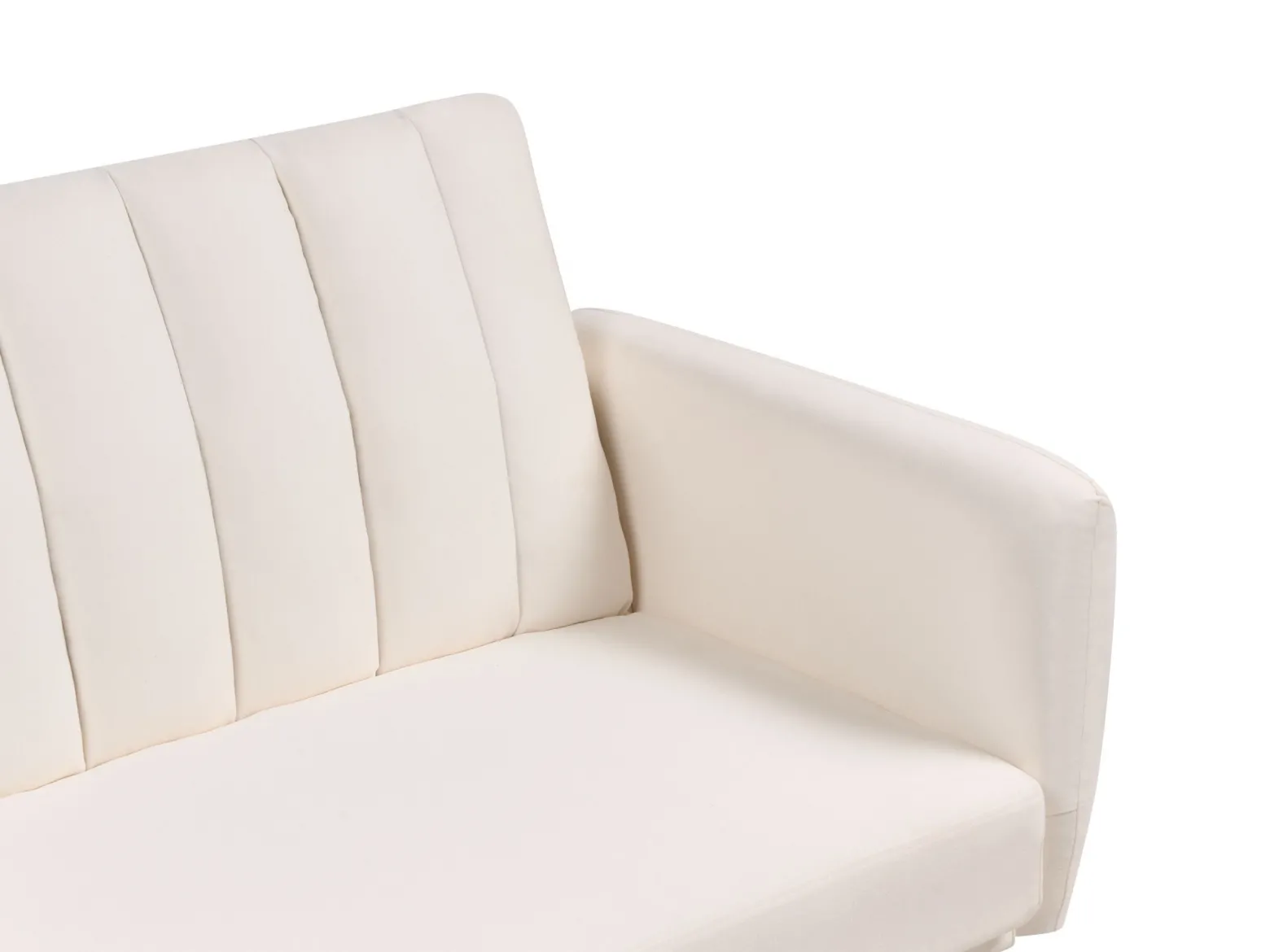 Sofa tapczan rozkładana jasnobeżowa tapicerowana