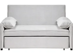 Sofa tapicerowana rozkładana dwuosobowa z funkcją spania złamana biel