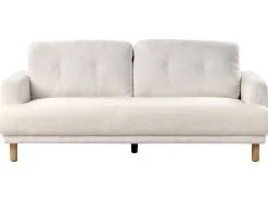 Sofa tapicerowana z drewnianymi nóżkami biała