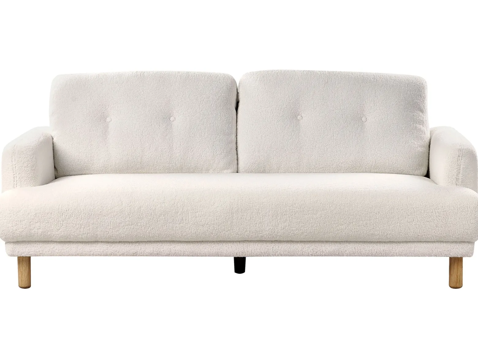 Sofa tapicerowana z drewnianymi nóżkami biała