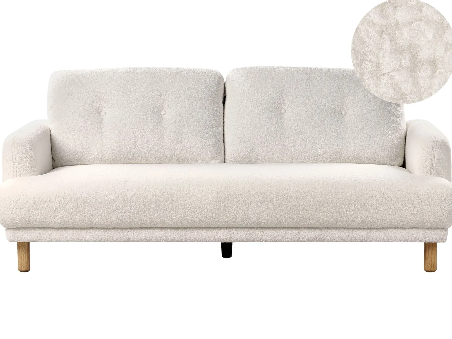 Sofa tapicerowana z drewnianymi nóżkami biała
