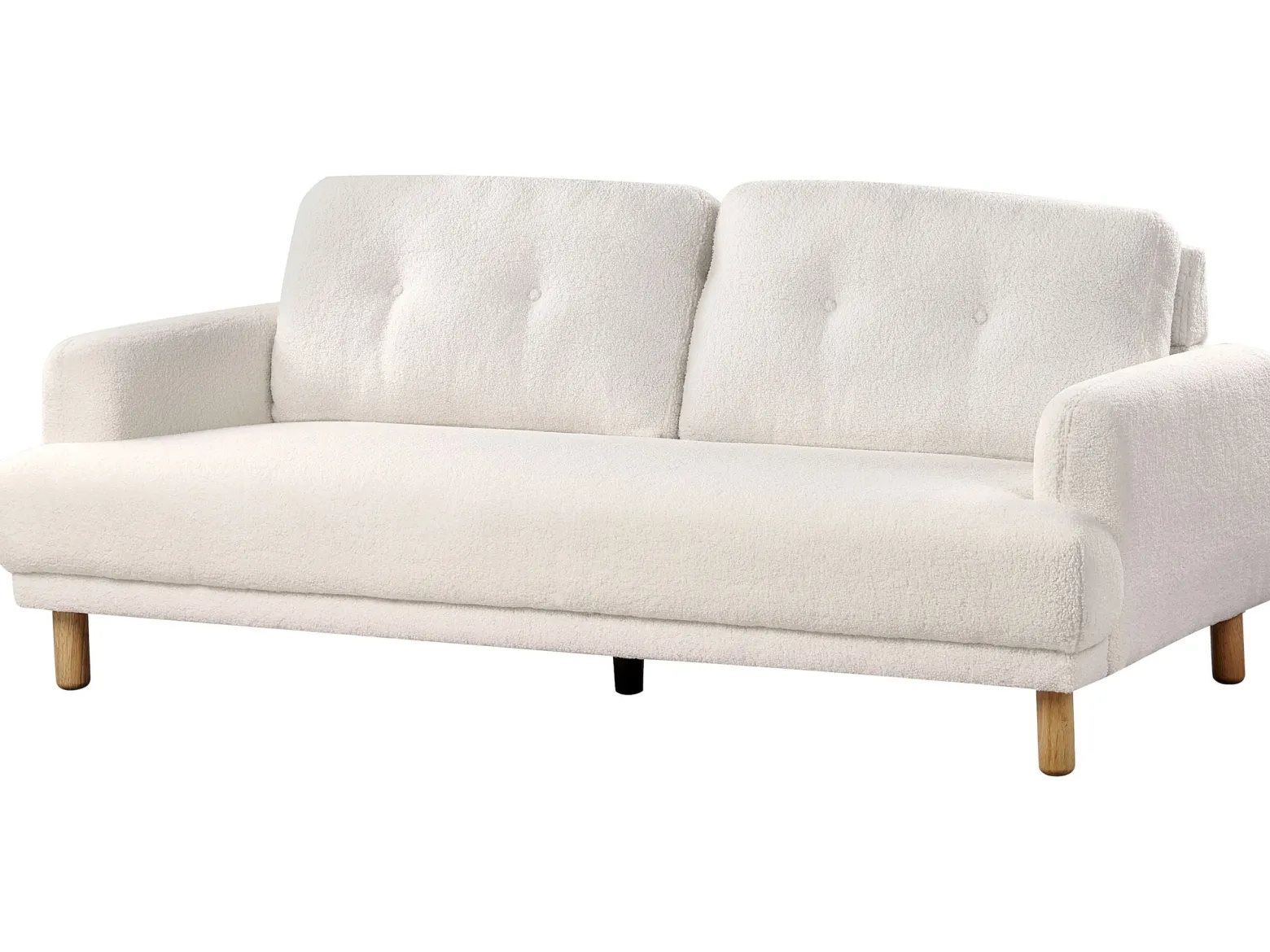 Sofa tapicerowana z drewnianymi nóżkami biała