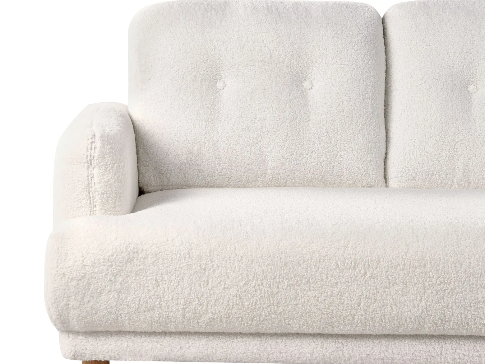 Sofa tapicerowana z drewnianymi nóżkami biała