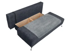 Sofa trzyosobowa Daria III rozkładana z pojemnikiem welurowa szara