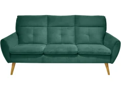 Sofa trzyosobowa Scandic nierozkładana welurowa zielona
