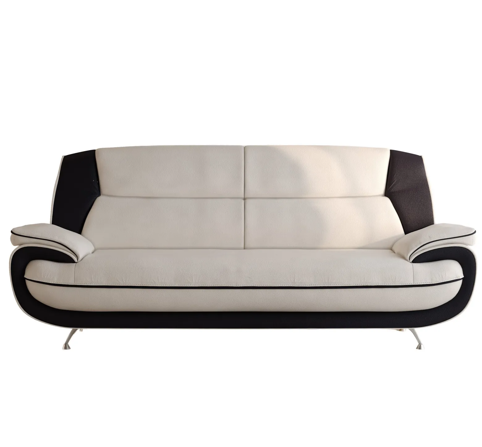 Sofa trzyosobowa, tkanina Soft, biało-czarna, Palermo