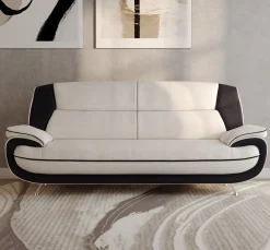Sofa trzyosobowa, tkanina Soft, biało-czarna, Palermo