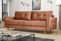 Sofa trzyosobowa z funkcją spania FLORO, tkanina Monolith, Brzoskwiniowy