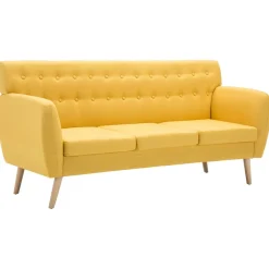 Sofa Żółty Tkanina vidaXL