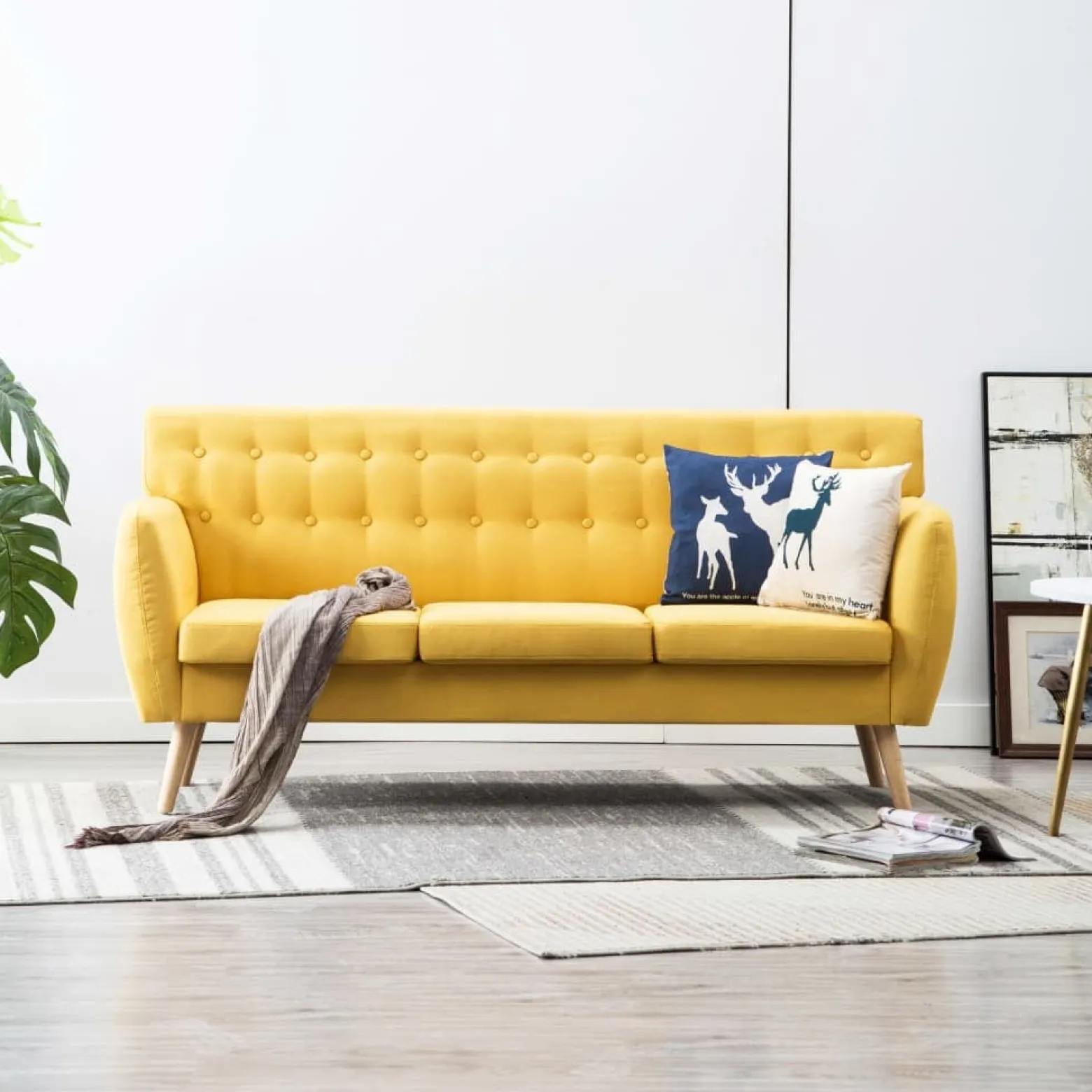 Sofa Żółty Tkanina vidaXL