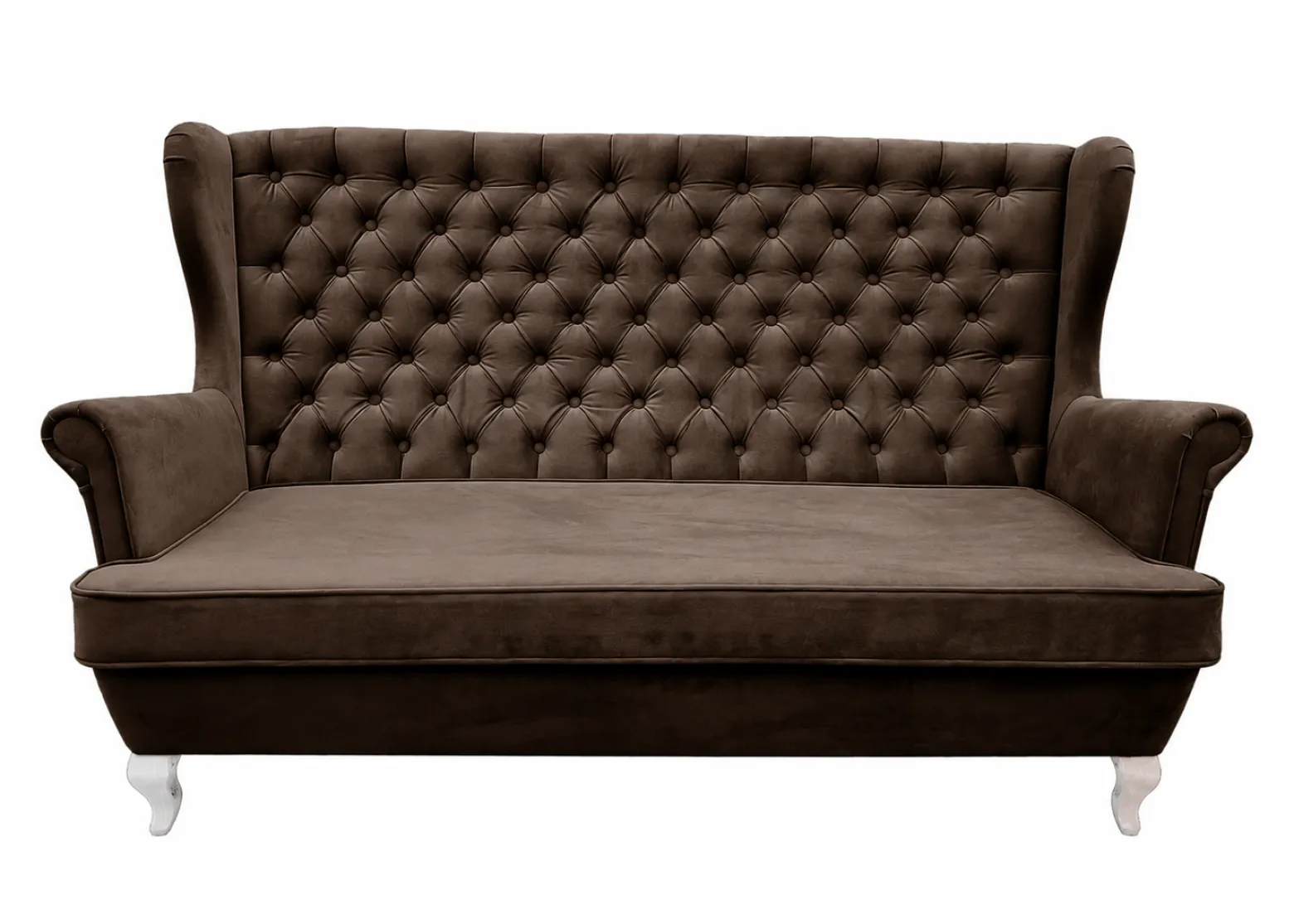 Sofa uszak 3 osobowa chesterfield glamour velvet brązowa HR45