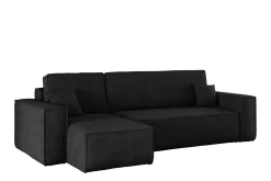 Sofa w kształcie L BEST narożnik, tkanina Poso, Czarny Lewostronny