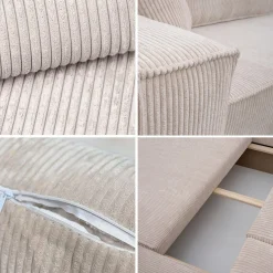Sofa w kształcie L BEST narożnik, tkanina Poso, Czarny Lewostronny