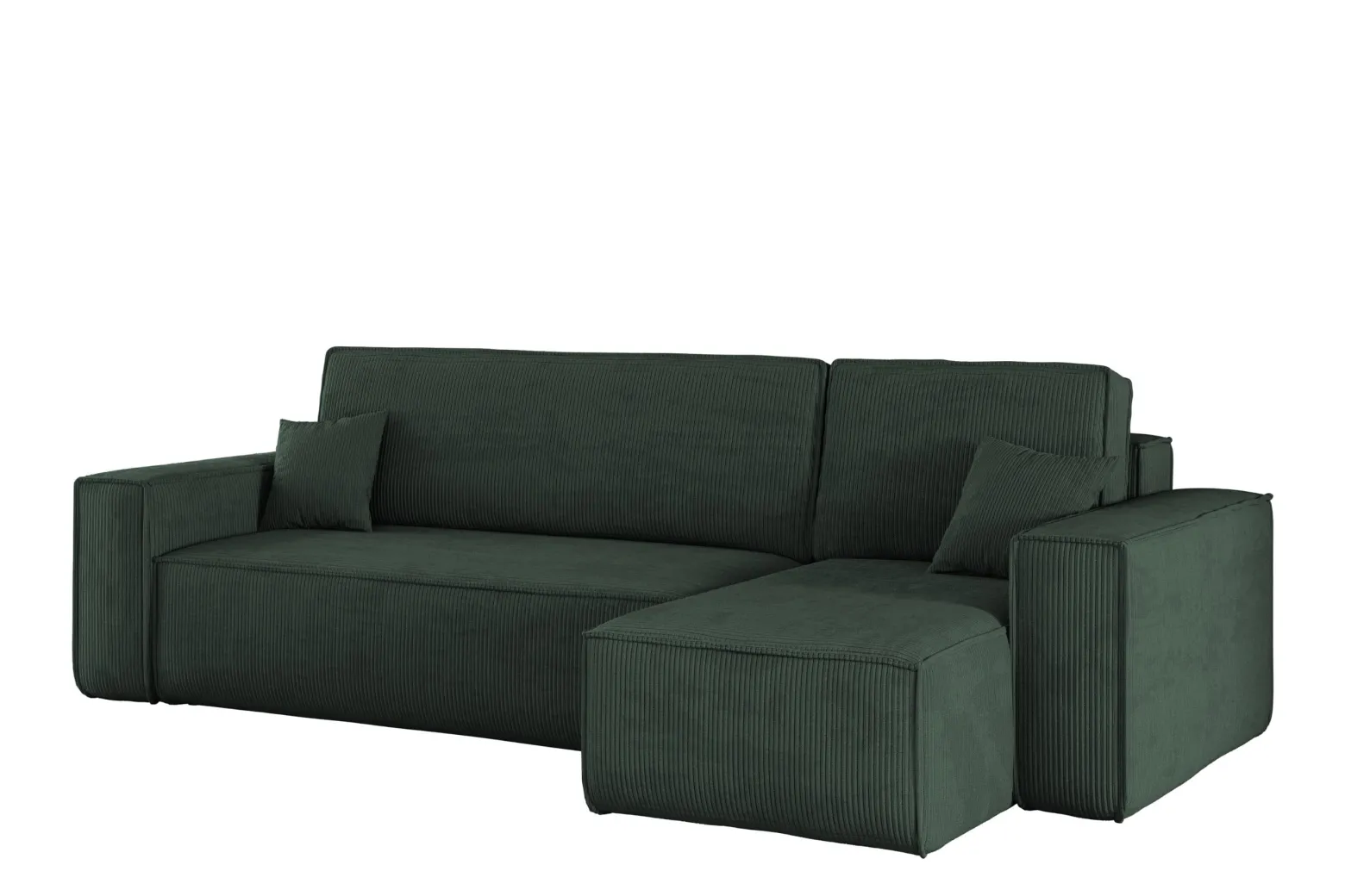 Sofa w kształcie L BEST narożnik, tkanina Poso, Ciemnozielony Prawostronny