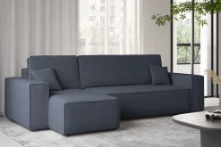 Sofa w kształcie L BEST, tkanina Abriamo, Ciemnoniebieski Lewostronny