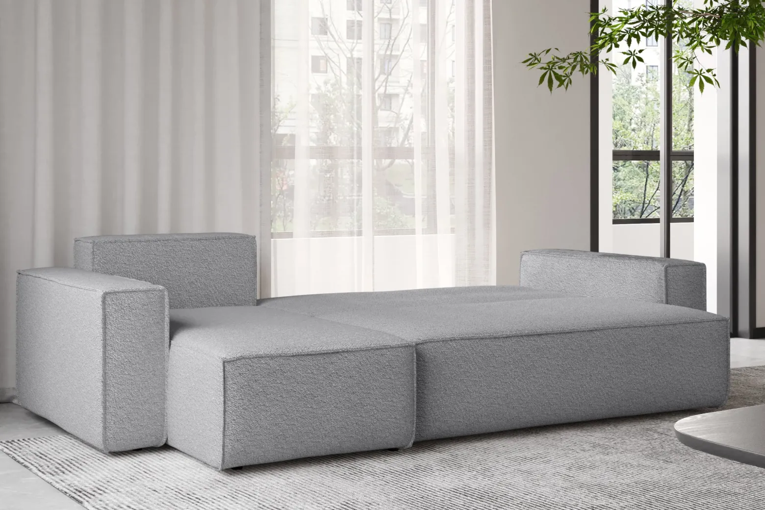 Sofa w kształcie L BEST, tkanina Abriamo, Szary Prawostronny