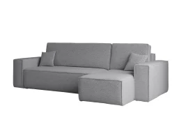 Sofa w kształcie L BEST, tkanina Abriamo, Szary Prawostronny