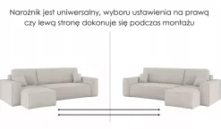 Sofa w kształcie L BEST, tkanina Abriamo, Szary Prawostronny