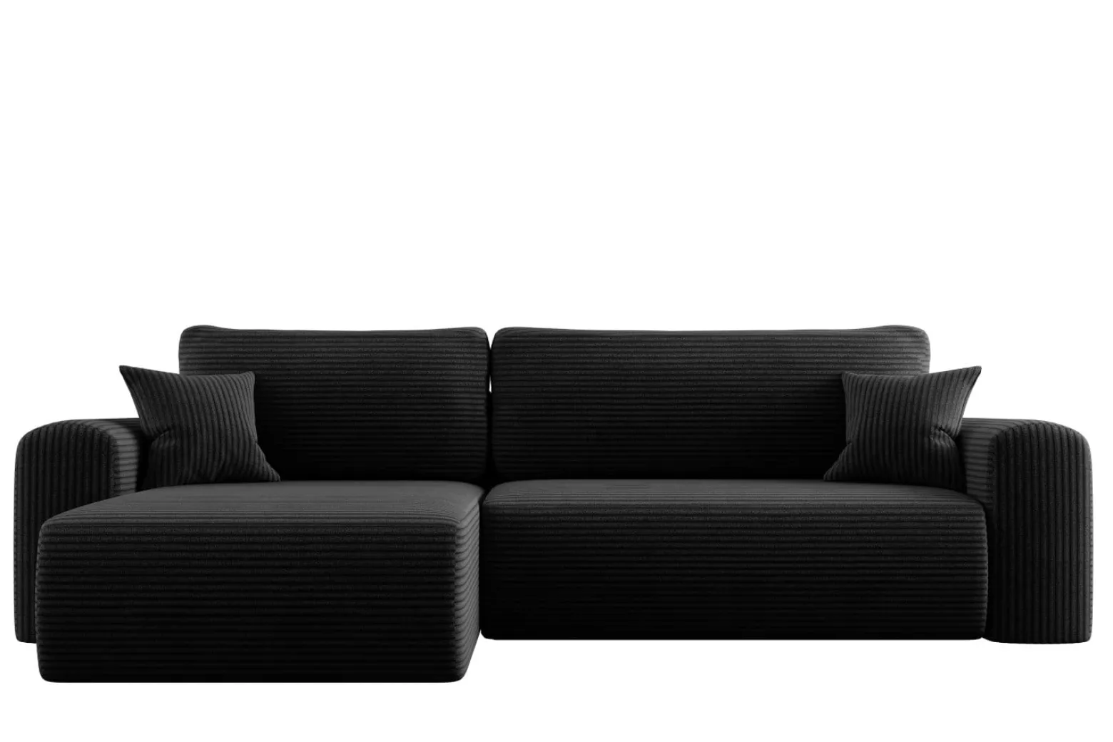 Sofa w kształcie L CAPRI narożnik, tkanina Poso, Czarny Prawostronny