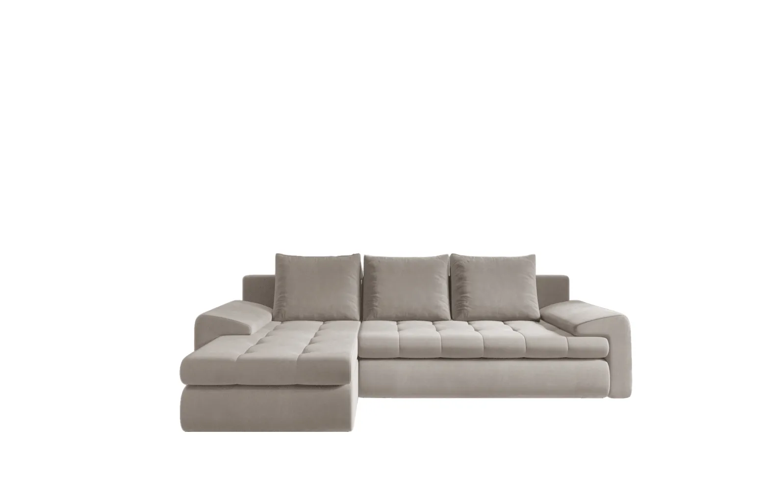 Sofa w kształcie L TOMI narożnik, tkanina Castel Zimny beżowy Lewostronny