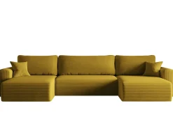 Sofa w kształcie U CAPRI narożnik, tkanina Poso, wiele kolorów Żółty