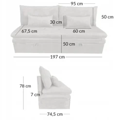 Sofa wypoczynkowa kanapa rozkładana leżanka spania S109 Aster sztruks beż