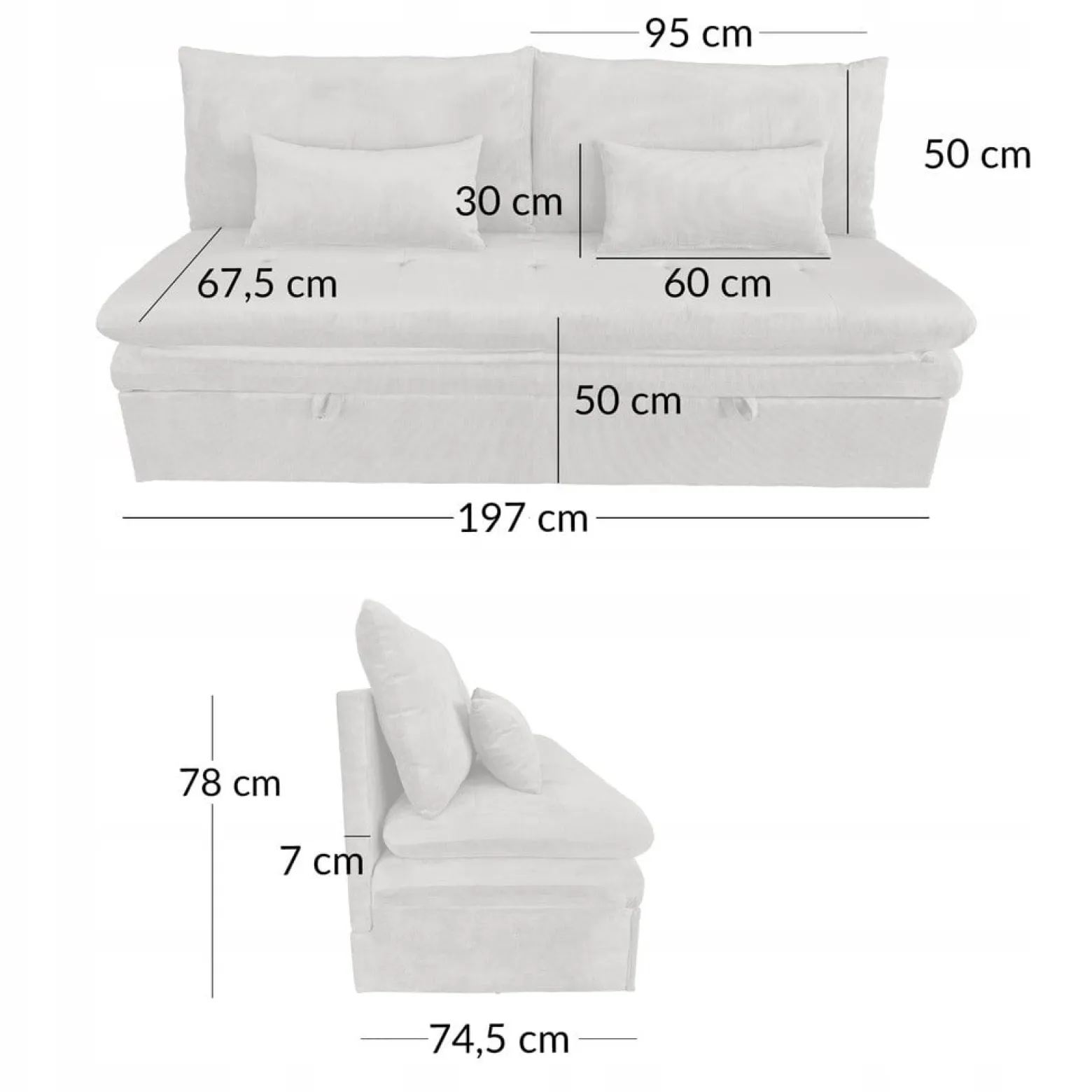 Sofa wypoczynkowa kanapa rozkładana leżanka spania S109 Aster sztruks beż