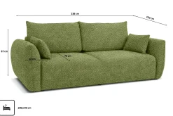 Sofa z funkcją spania i pojemnikiem, szenil Artico, Moss, Zephira