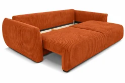 Sofa z funkcją spania i pojemnikiem, sztruks Poso, Miedziany, Zephira