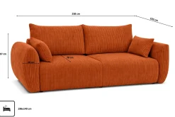 Sofa z funkcją spania i pojemnikiem, sztruks Poso, Miedziany, Zephira