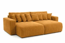 Sofa z funkcją spania, sztruks Poso, Musztardowy, PIANO DOUBLE