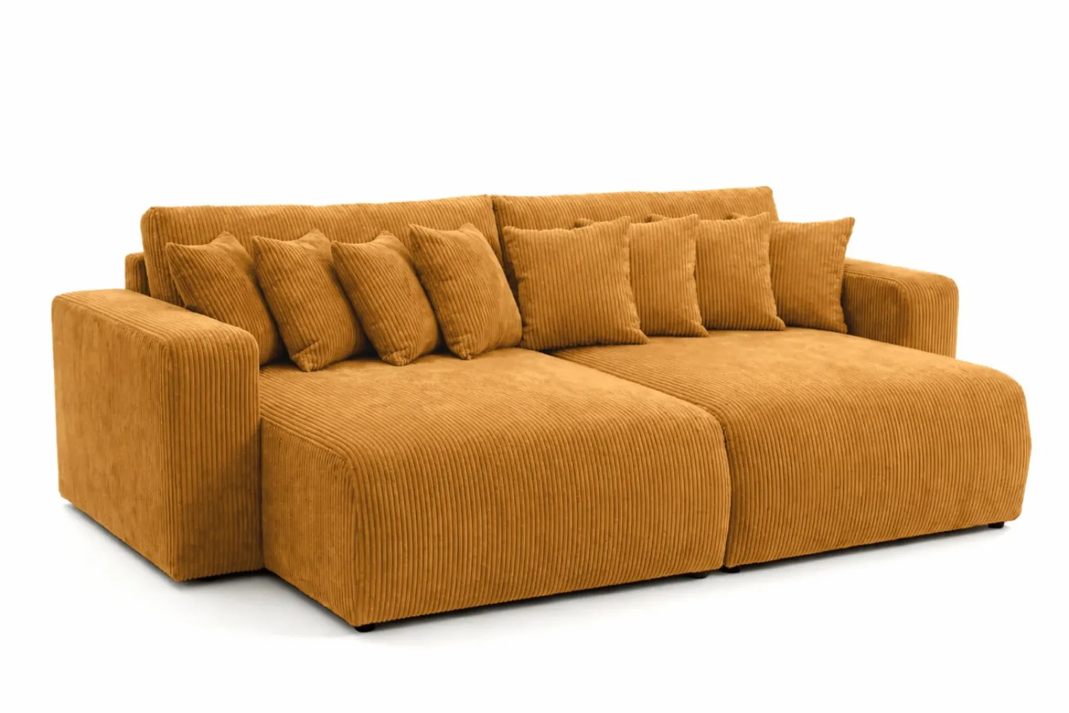 Sofa z funkcją spania, sztruks Poso, Musztardowy, PIANO DOUBLE