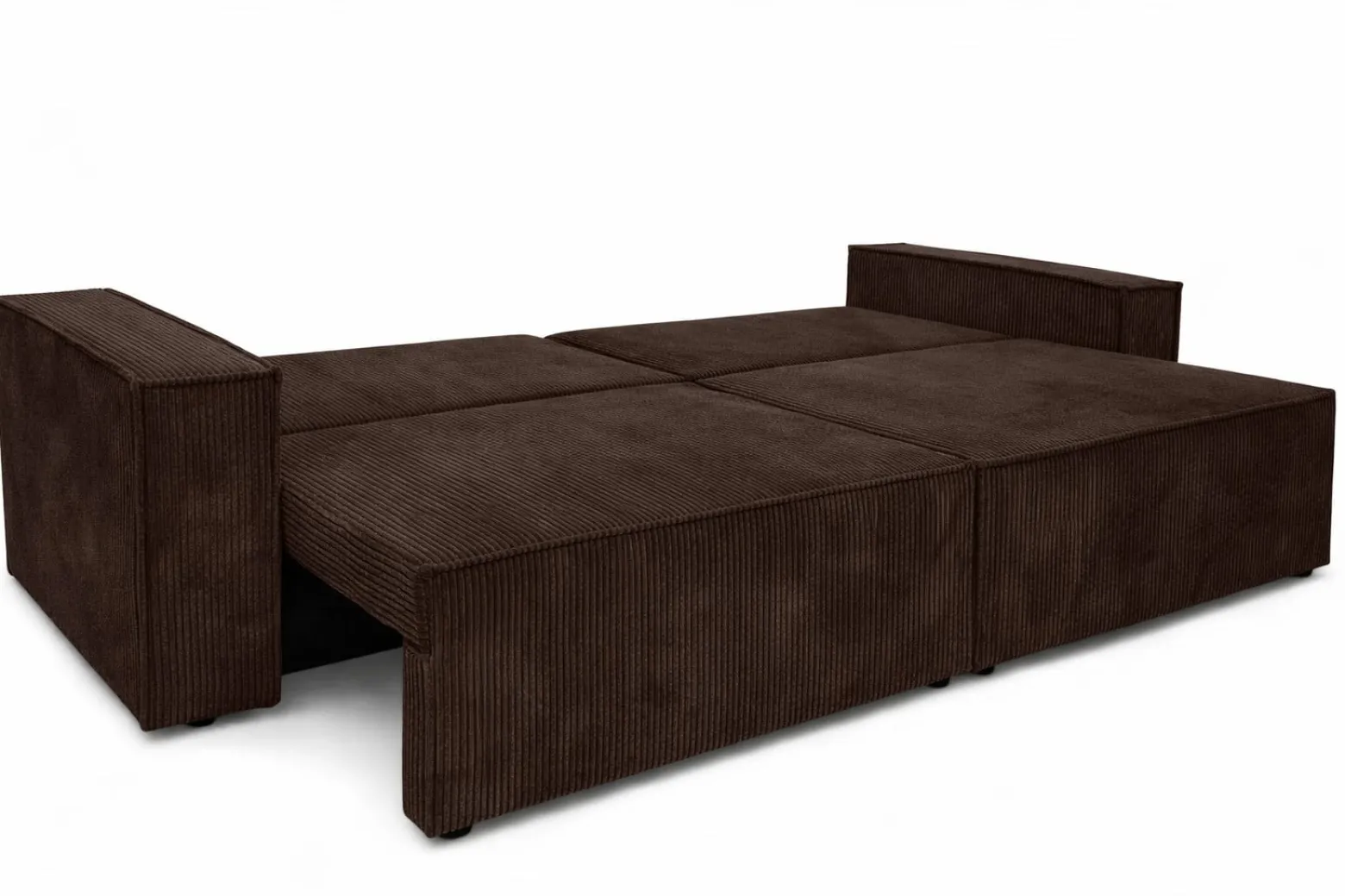 Sofa z funkcją spania, sztruks Poso, Brązowy, BEST SCORNER