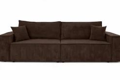 Sofa z funkcją spania, sztruks Poso, Brązowy, BEST SCORNER