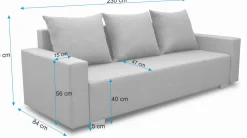 Sofa z funkcją spania z pojemnikiem Burgos Grafit