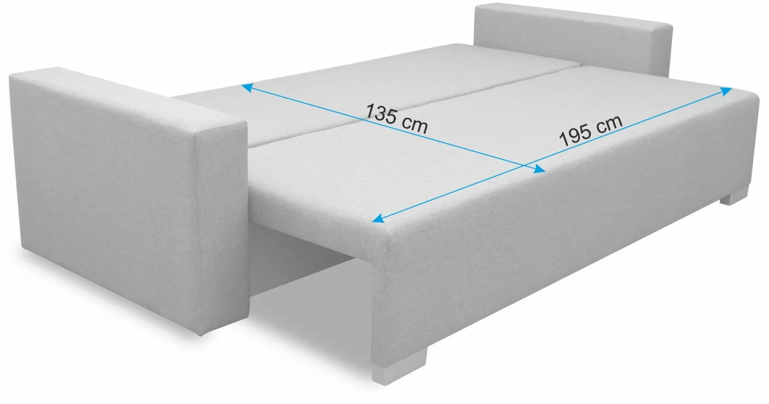 Sofa z funkcją spania z pojemnikiem Burgos Grafit