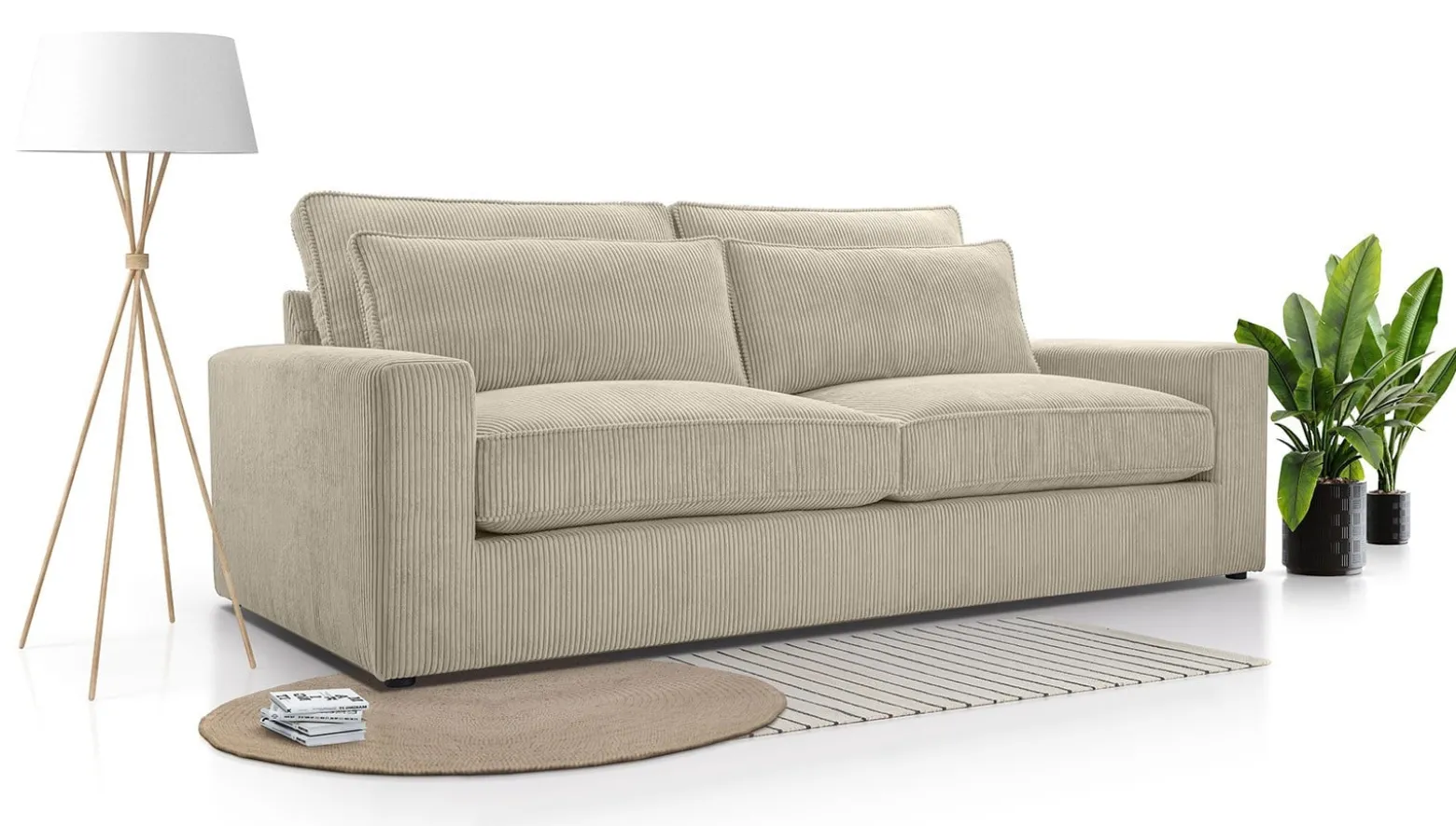 Sofa z wygodnym siedziskiem CHANEL / LINCOLN03 beżowy
