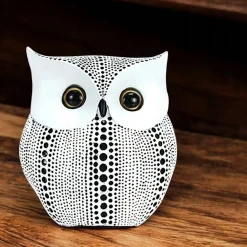 Sowa Figurka Dekoracyjna Ozdobna Sówka na Półkę Biblioteczkę 15cm