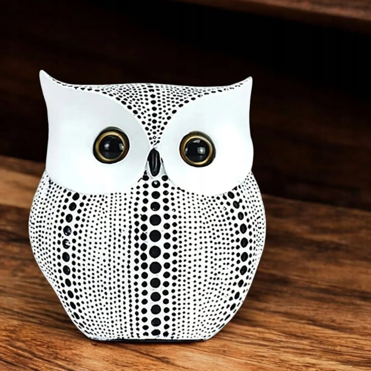 Sowa Figurka Dekoracyjna Ozdobna Sówka na Półkę Biblioteczkę 15cm