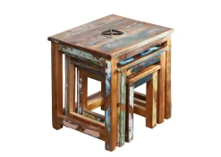 SPIRIT Stoliki komplet #119 Drewno z odzysku 48x40x46 cm