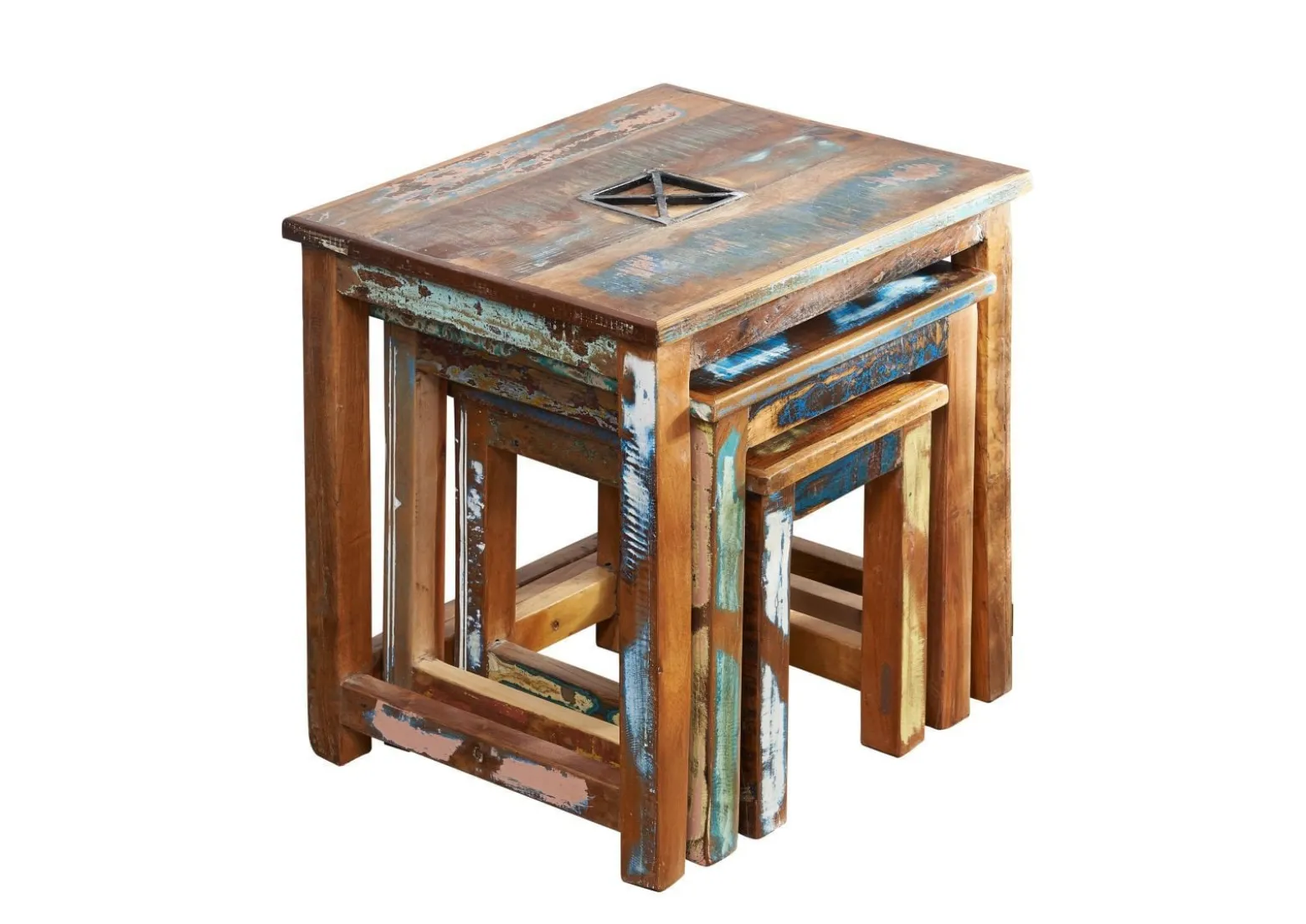 SPIRIT Stoliki komplet #119 Drewno z odzysku 48x40x46 cm